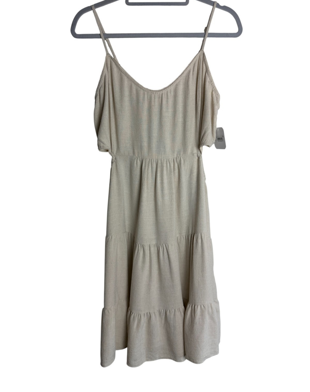 Altar'd State Natural Tiered Mini Dress Cutout Waist NWT Women's XXL Boho Summer